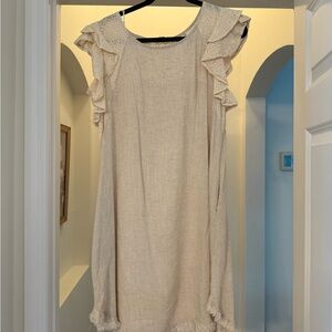 Umgee Cream Ruffle Sleeve Dress